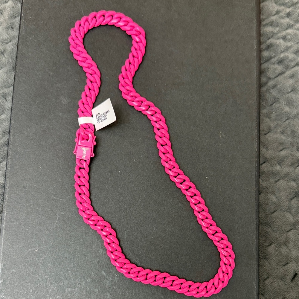 ItalGem stainless steel 8mm candy Cuban neon Pink 18” Chain or 22” available